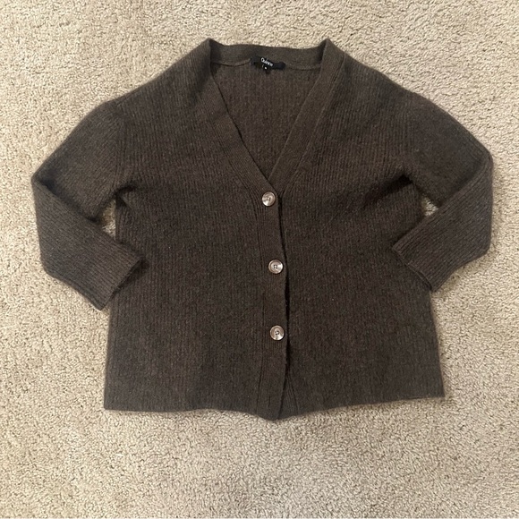 Quince Women’s Mongolian Cashmere Oversized Boyfriend Cardigan Sweater Brown S - Picture 2 of 9